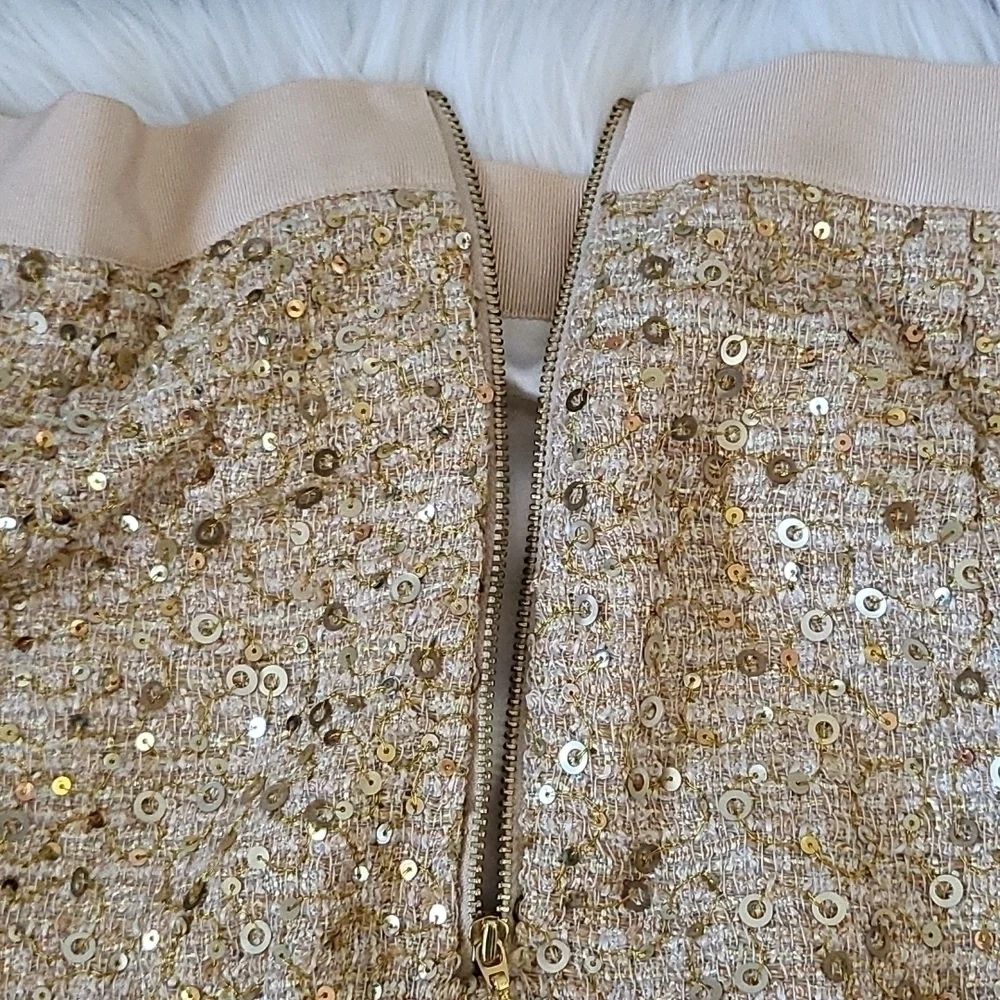 kate spade skirt the rules gold metallic sequined tweed skirt